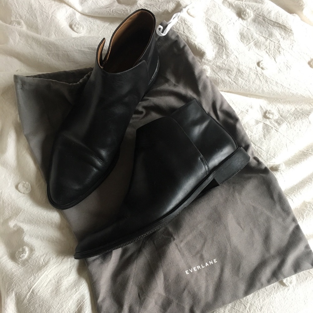 Everlane Black Italian Leather Ankle Boots